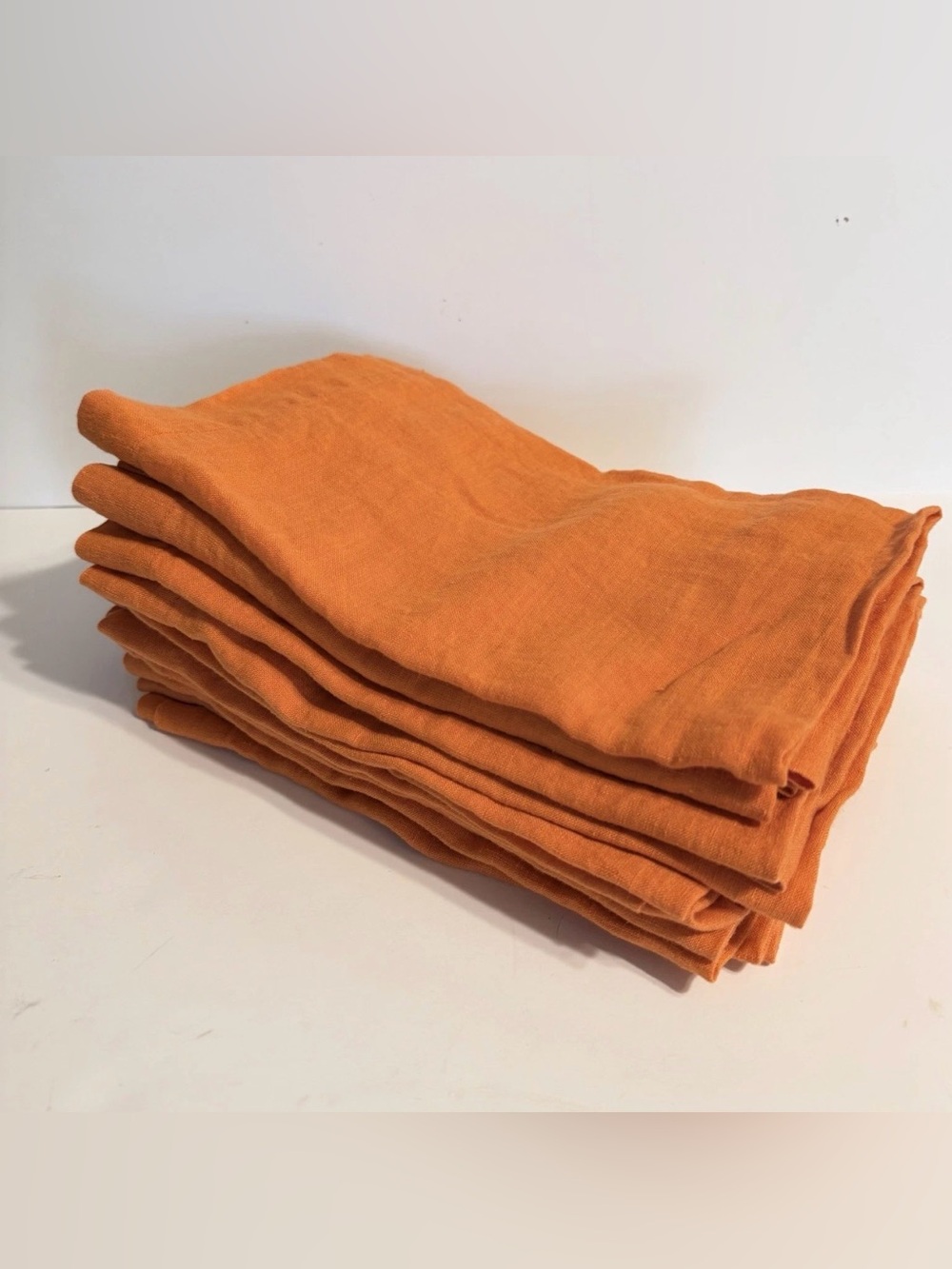 Orange  Crate & Barrel Linen Napkins Helena Pumpkin 22" x 22"